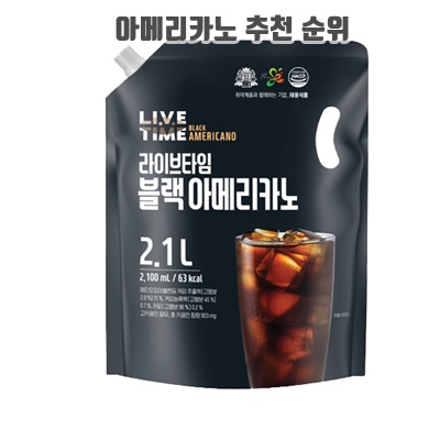 1.라이브타임 블랙아메리카노 대용량커피 파우치음료, 2.1L, 1개_이미지(imge)입니다.